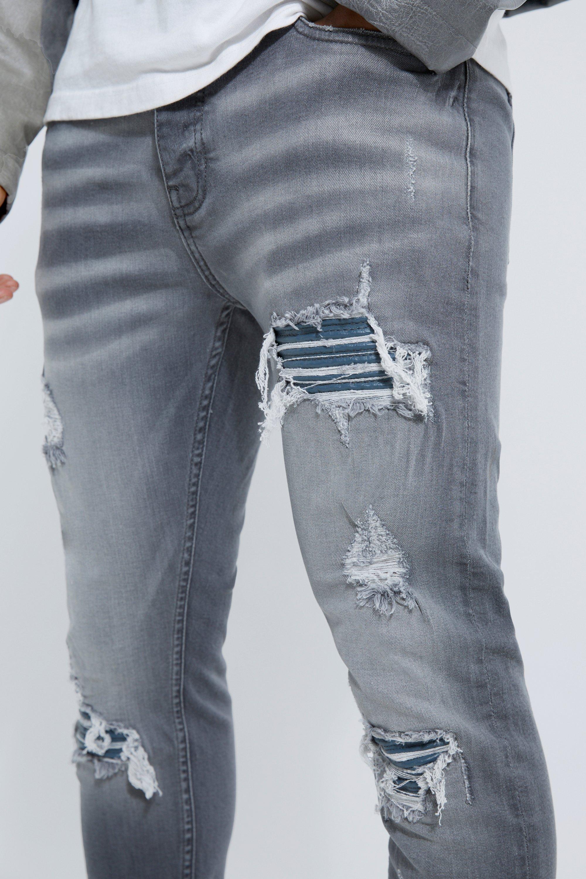 Ripped biker skinny store jeans